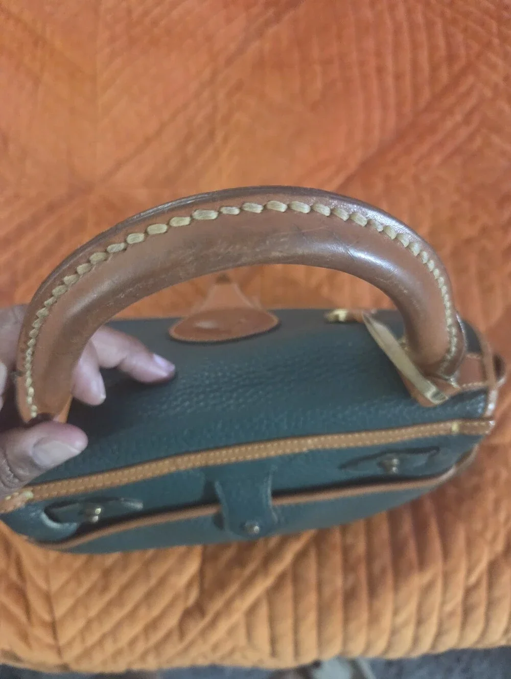 Vintage Dooney & Bourke AWL Green Equestrian Satchel